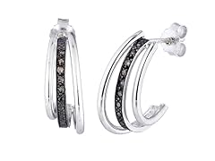 Sterling Silver 0.10 CT Champagne Diamond Hoop Earrings