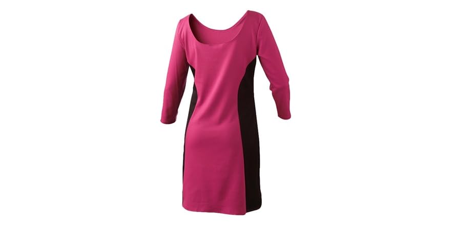 Colorblock Ponte Dress, Fuschia/Black