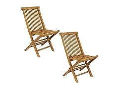 Sunnydaze Hyannis Teak Wood Folding Chairs, 2PK