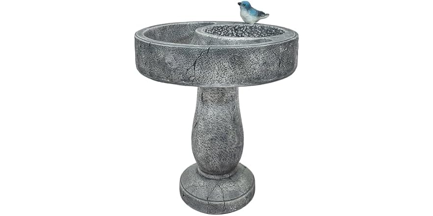 Sunnydaze Resin Bird Bath with Feeder Compartment 27"