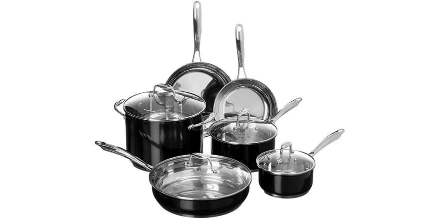 KitchenAid Stainless Steel 10-Piece Cookware Set, Black