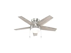 Hunter Ceiling Fan 44 inch Low Profile Brushed Nickel, Refurbished