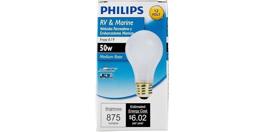PHILIPS LED 415265 RV and Marine 50-Watt A19 12-Volt Light Bulb