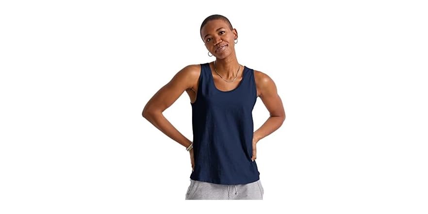 Hanes Womens TriBlend Tank (M) Navy