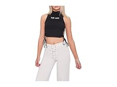 Forever 21  (L) Embroidered Felt Cute Crop Top