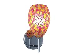 1-Light Pink/Yellow Mosaic Satin Nickel Wall Sconce