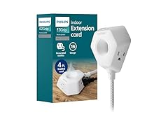 4ft Extension Cord 3 Outlets White