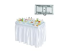 Winlice Outdoor Ice Cooler Folding Table, Portable Cooler Table with Removable Matching Skirt, Chill Table for Party BBQ Camping Wedding White (Open Box)