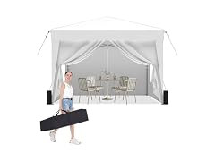 SANUMY Portable 10x10 Pop Up Canopy Tent, Silver White