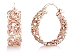 Rose Filigree Hoop Earrings