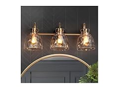 KSANA Black Gold Bathroom Light Fixtures, 3 Light