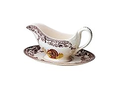 Spode Woodland Turkey Sauce Boat and Stand