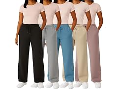 5Pk Womens Wide Leg Fleece Sweatpants