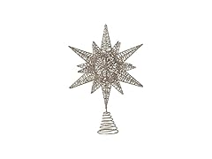 Multidimensional Metal Star Tree Topper with Gold Glitter
