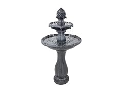 Sunnydaze Pineapple 46-Inch 2-Tier Outdoor Solar Fountain
