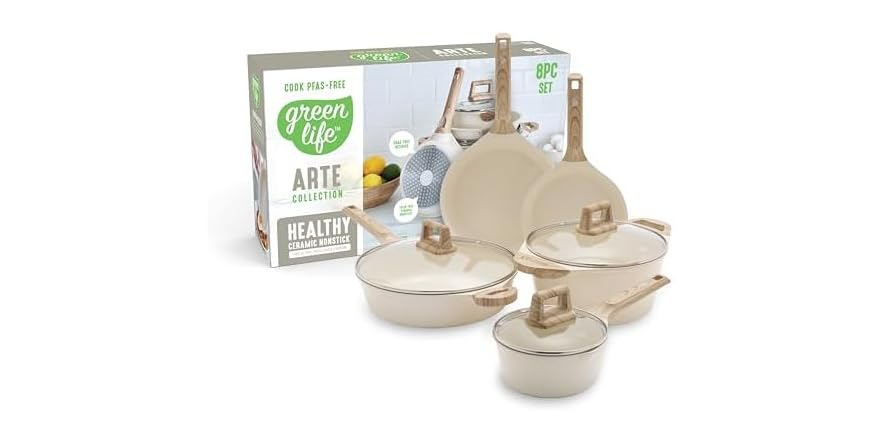Caramic Pot GreenLife 8 Piece Ceramic Nonstick Cookware Set