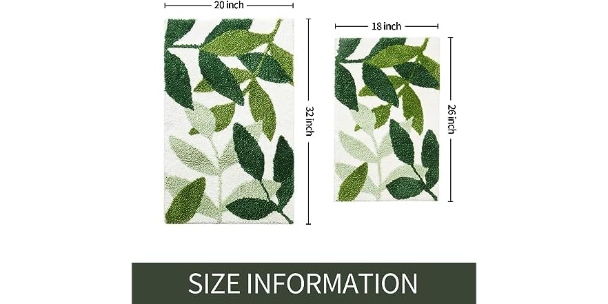 2 Piece Green Bathroom Rug Set