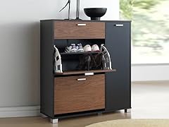 Chicago Shoe Storage Cabinet-Walnut/BLK