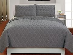 Mia 3pc Reversible Coverlet Set - Grey