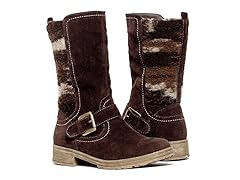 Tia Tall Buckle Boot, Brown