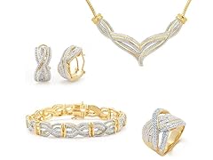 White Diamond 3pc Set With 14k Gold, 1ct