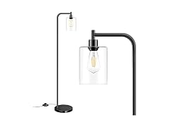 Bosceos Industrial Floor Lamp with Hanging Glass Shade
