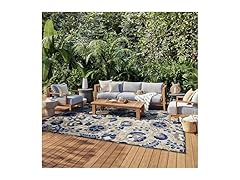 Nourison Home Aloha Indoor/Outdoor Natural/Blue 7'