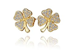 Pave Cubic Zirconia Clover Studs