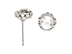 White Gold Diamond Simulated Stud Earrings