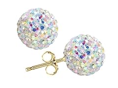 14K Gold Swarovski Element Ball Stud Earrings- Pick Color