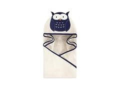 Hudson Baby Cotton Hooded Towel, Navy Owl