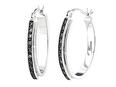 Sterling Silver 0.10 CT Champagne Diamond Hoop Earrings