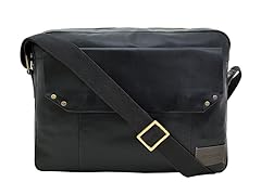 Dylan Trendy Unlined Zip Top Work Messenger Bag Black
