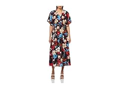 HALSTON H Womens Short Sleeve V-Neck Dress