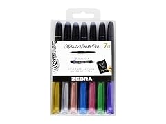 Zebra Pen Metallic Brush Pen, Assorted Ink