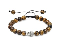 Tiger Eye Gemstone Beaded Buddha Bracelet