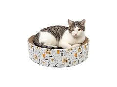 Kitty City Cat Print Corrugate Scratcher Bed - Round