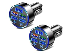2-pk 6-in-1 Port Adapter Car Charger