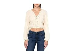 Forever 21  (S) Crochet-Trim Peasant Top