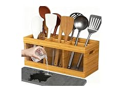 Takywep 10 in Eco-Friendly Bamboo Utensil Holder Organizer