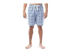 Izod Men (S) Poplin Shorts Light Blue Check