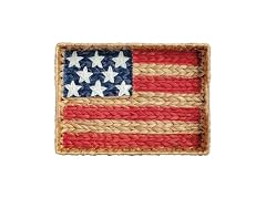 Mud Pie American Flag USA Water Hyacinth Woven Tray