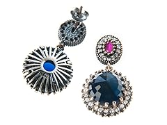 SS Otantic Round Dyed Ruby & White CZ Genuine Semi-Precious Gemstone Earrings