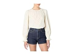 The Drop Women Ariel Eyelet Popover Blouse