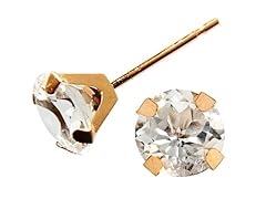 14K Gold 6mm White Topaz Earrings