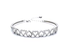 14K Gold Hearts Bangle Bracelet