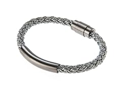 Blackjack Jewelry Silver Leather S.Steel ID Bracelet