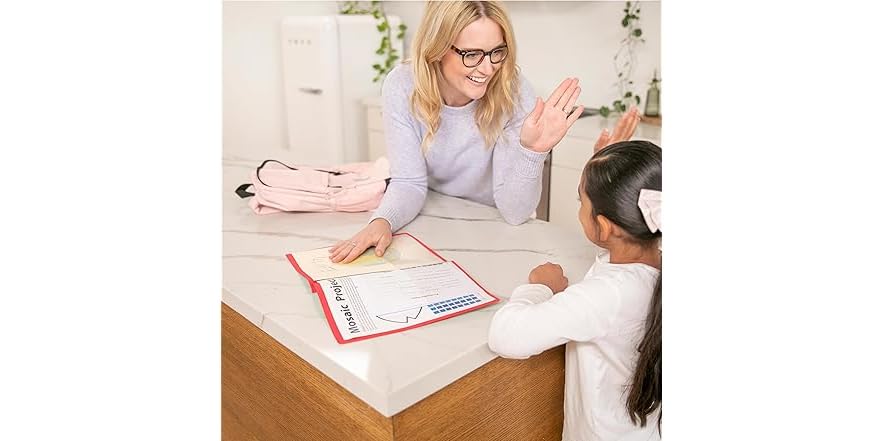 ECR4Kids 2-Pocket Parent-Teacher Classroom Communication Folder Red