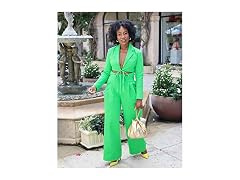 The Drop Classic Green Wide Leg Pant by