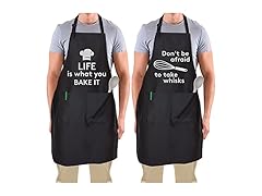 Funny Kitchen Aprons w/ Pockets 2-Pack